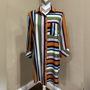 Women’s striped button-up shirt dress, NWT!